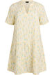 Robe courte &eacute;vas&eacute;e en mousseline de coton, Jaune clair, Packshot image number 0