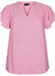 Blouse en viscose et lin avec manches &agrave; volants, Rose, Packshot image number 0