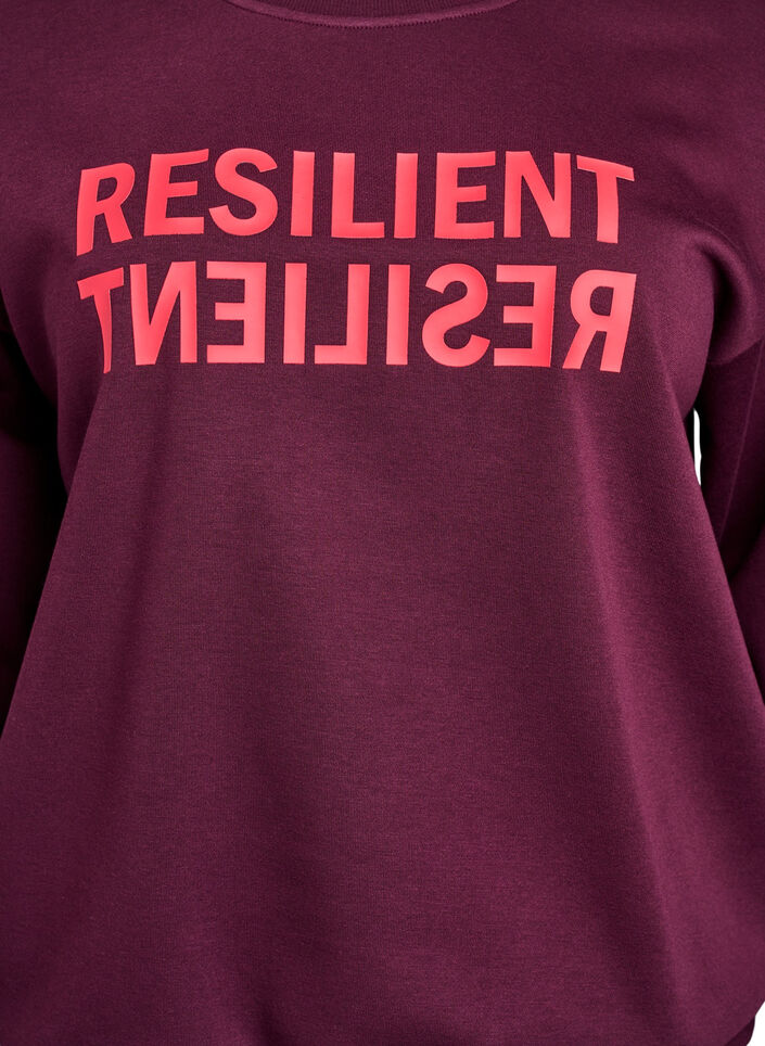 Sweat-shirt avec imprimé texte, Bordeaux, Packshot image number 2