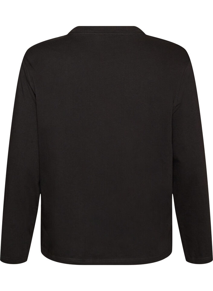 T-shirt Basic avec manches longues, Noir, Packshot image number 1