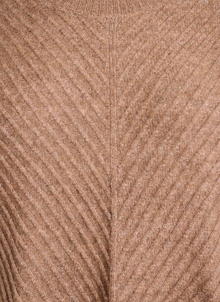 Robe courte en maille avec un motif textur&eacute; en V, Camel, Packshot image number 2