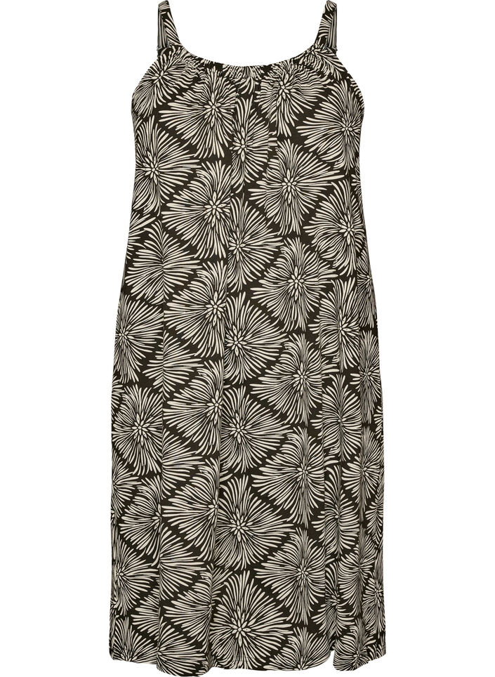 Robe &agrave; bretelles midi en coton bio, Noir, Packshot image number 0