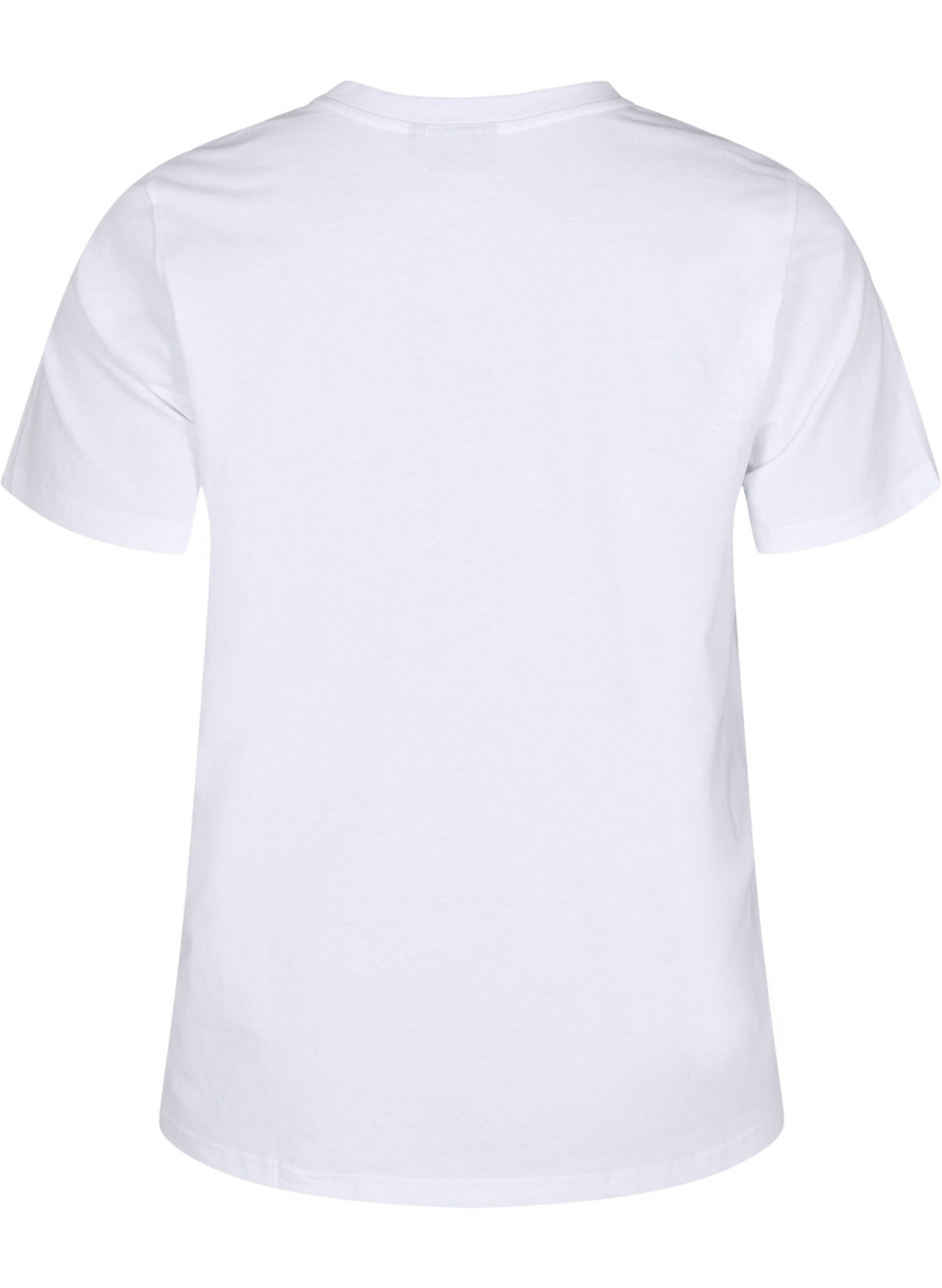 Zizzi T-shirt en coton &agrave; d&eacute;tail de broderie, Blanc, Packshot image number 1