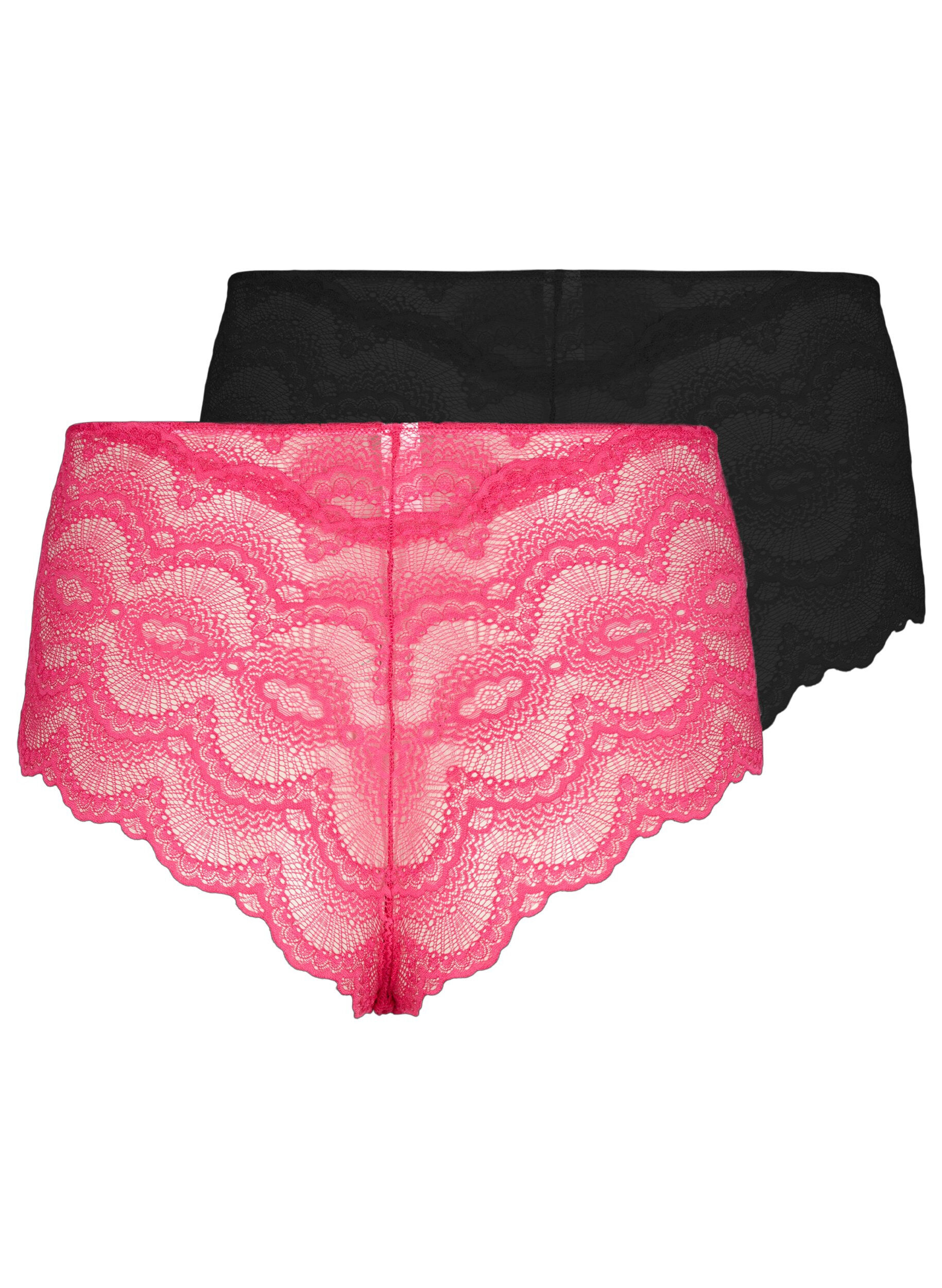 Zizzi Culottes hipster 2-pack en qualit&eacute; de dentelle, Love Potion/Black, Packshot image number 1