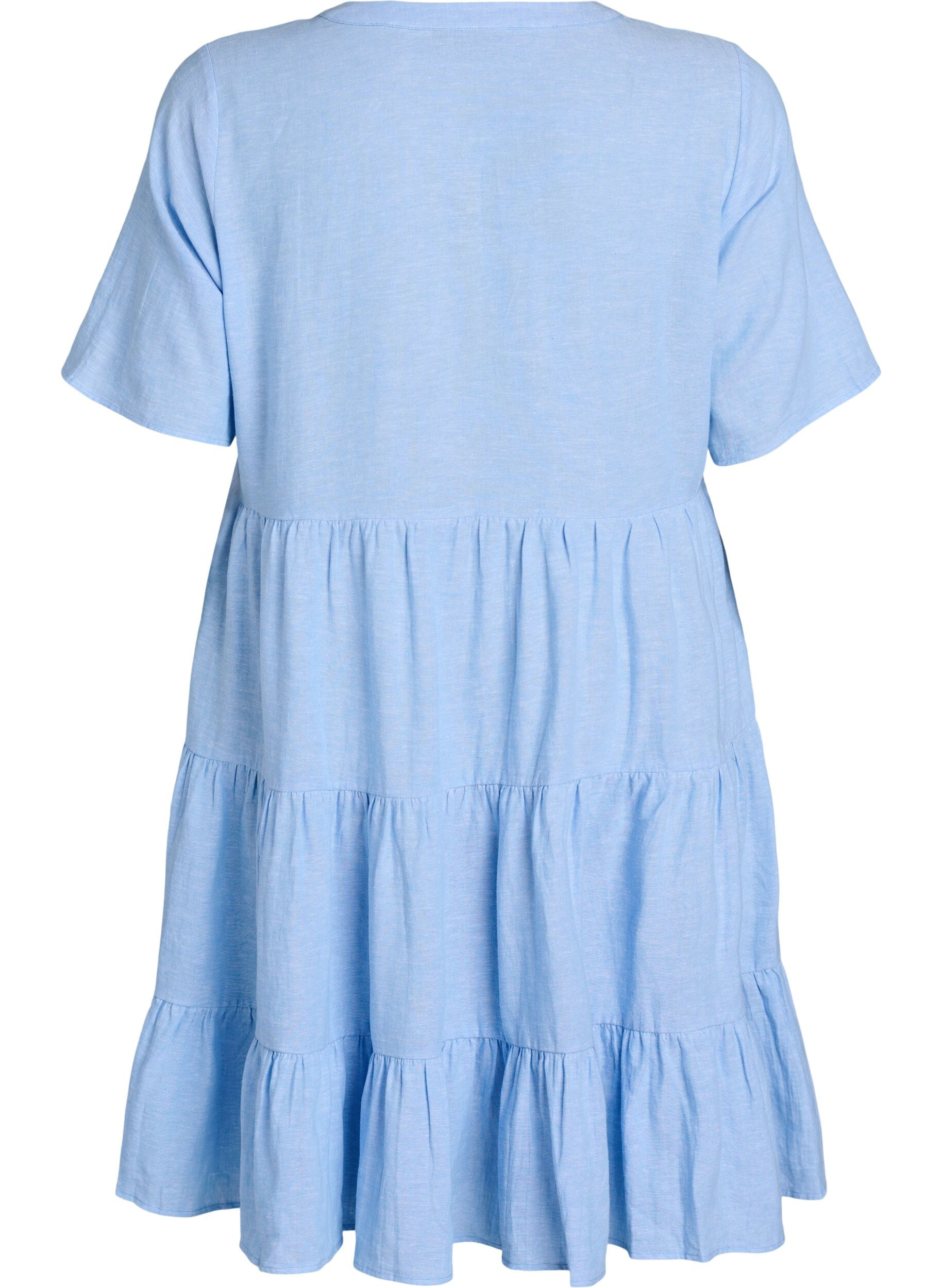Zizzi Robe A-line longueur genou en lin et viscose, Bleu Clair, Packshot image number 1