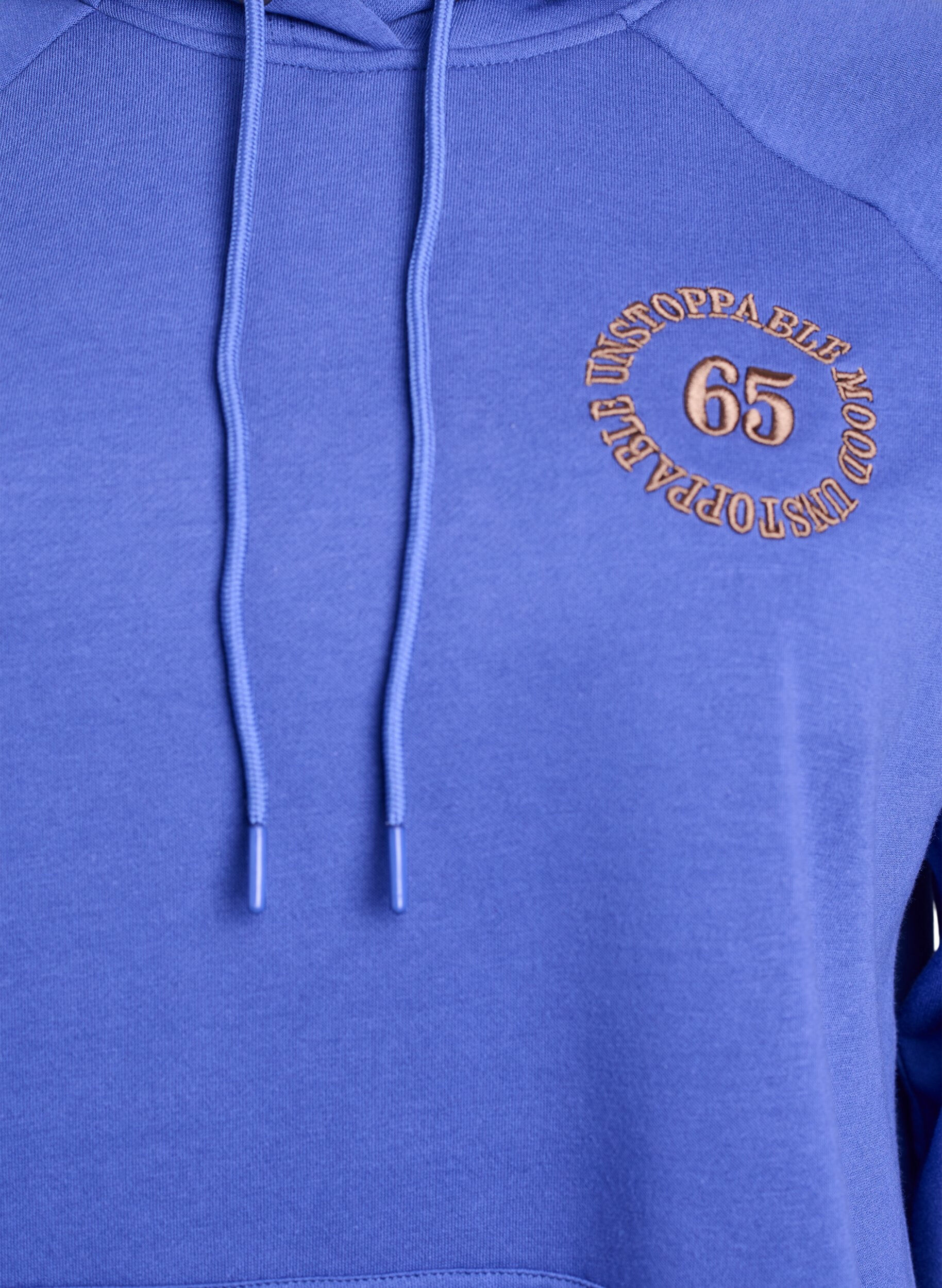 Zizzi Sweat &agrave; capuche avec motif brod&eacute; devant, Bleu, Packshot image number 2