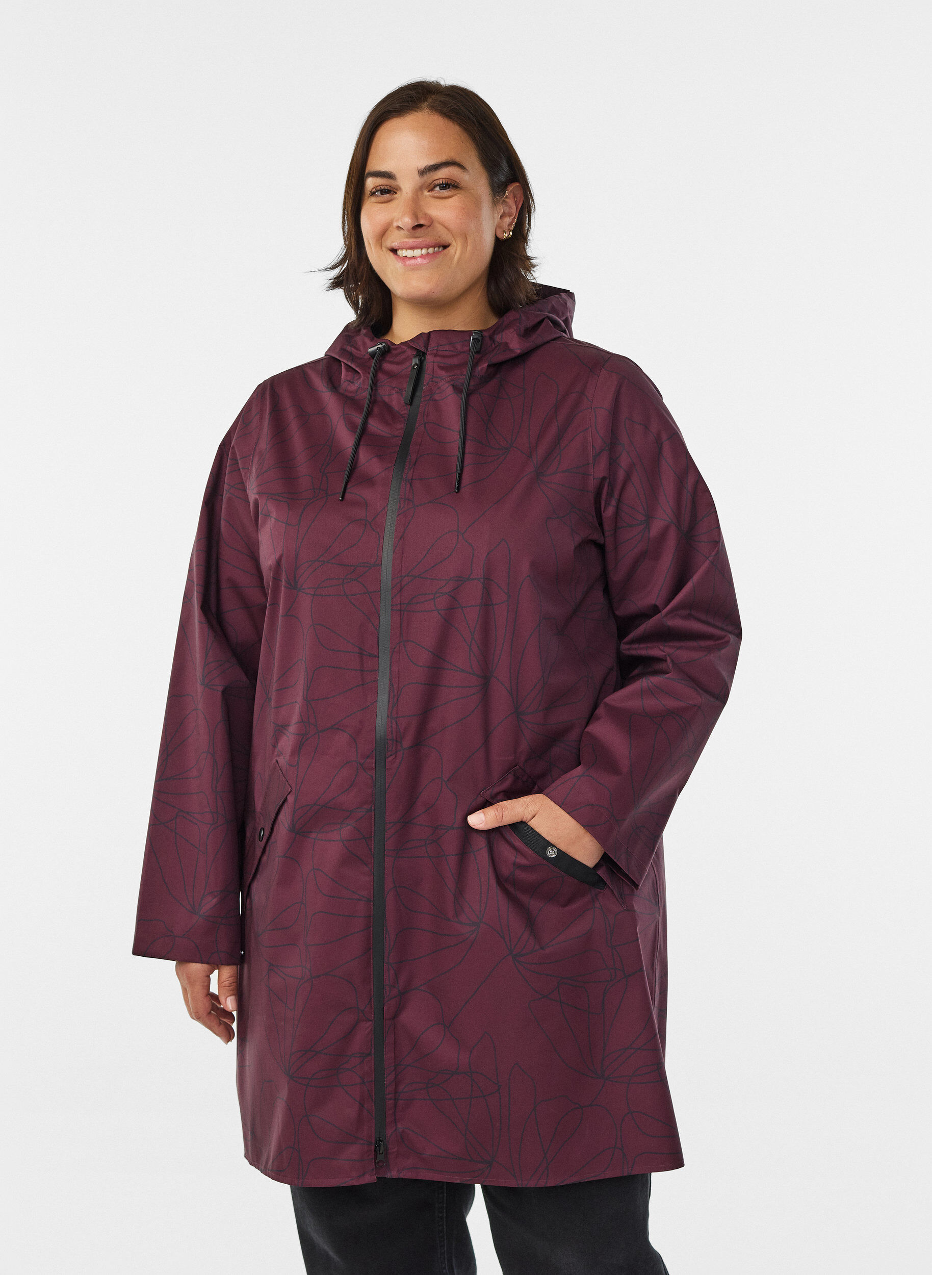 Imperm&eacute;able &agrave; motif, Bordeaux fonc&eacute;, Model