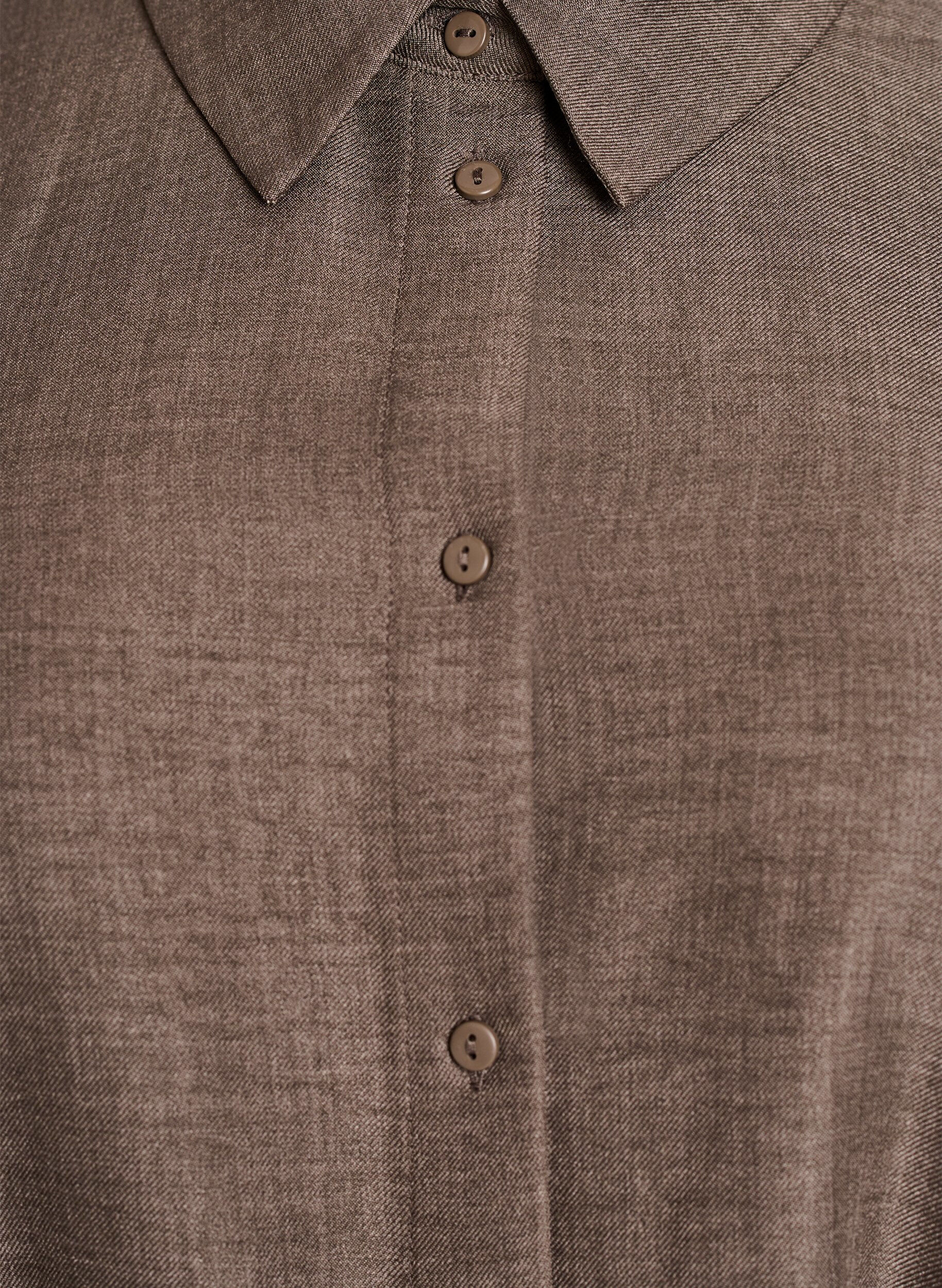 Zizzi Robe chemise mi-longue avec ceinture &agrave; nouer, Marron, Packshot image number 2