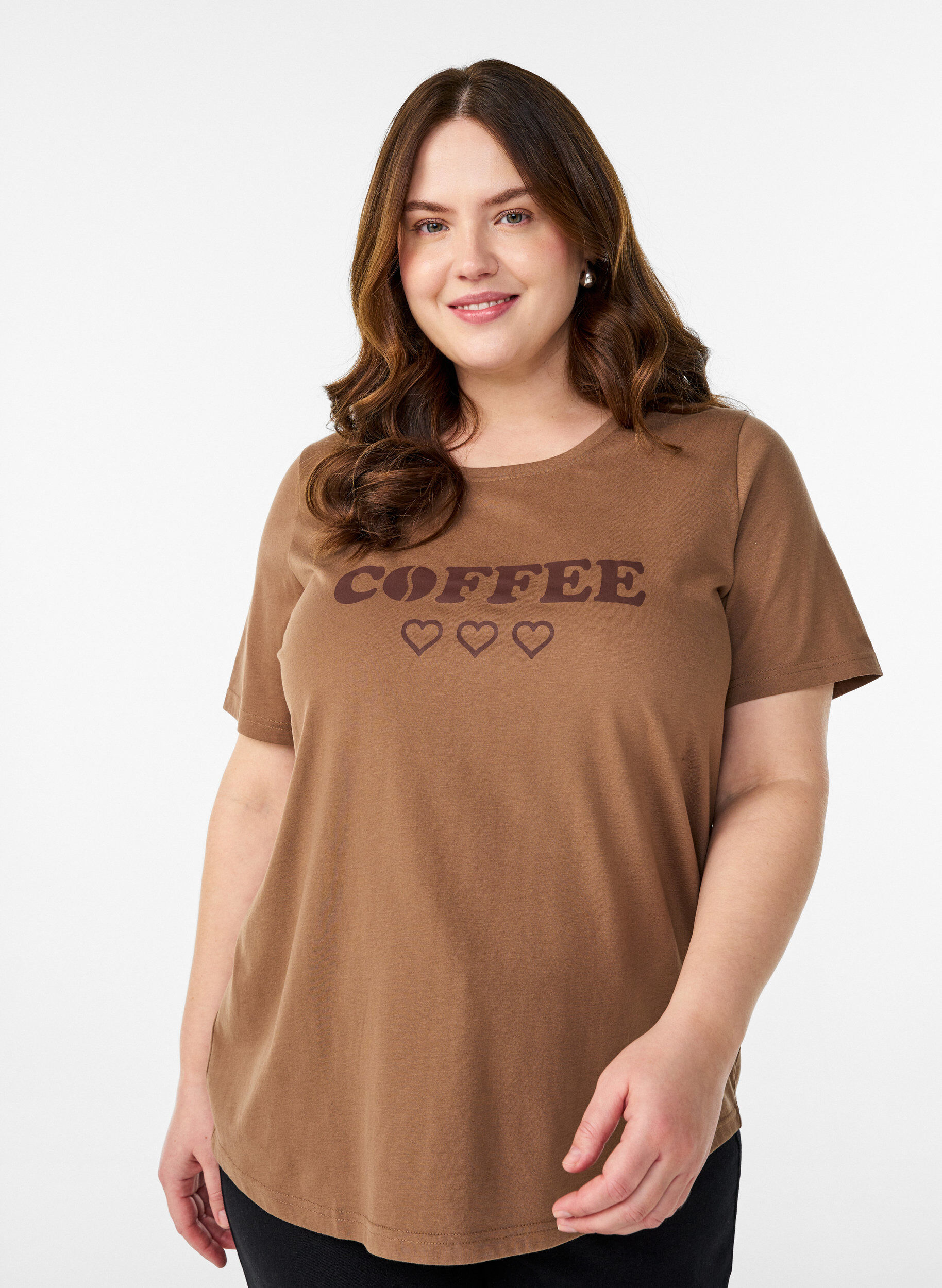 ZizziT-shirt imprim&eacute;, Marron, Model image number 0