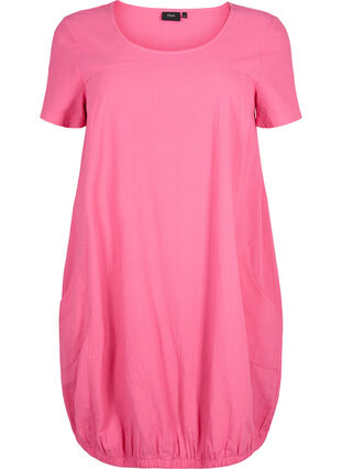 Robe en coton à manches courtes, Shocking Pink, Packshot image number 0