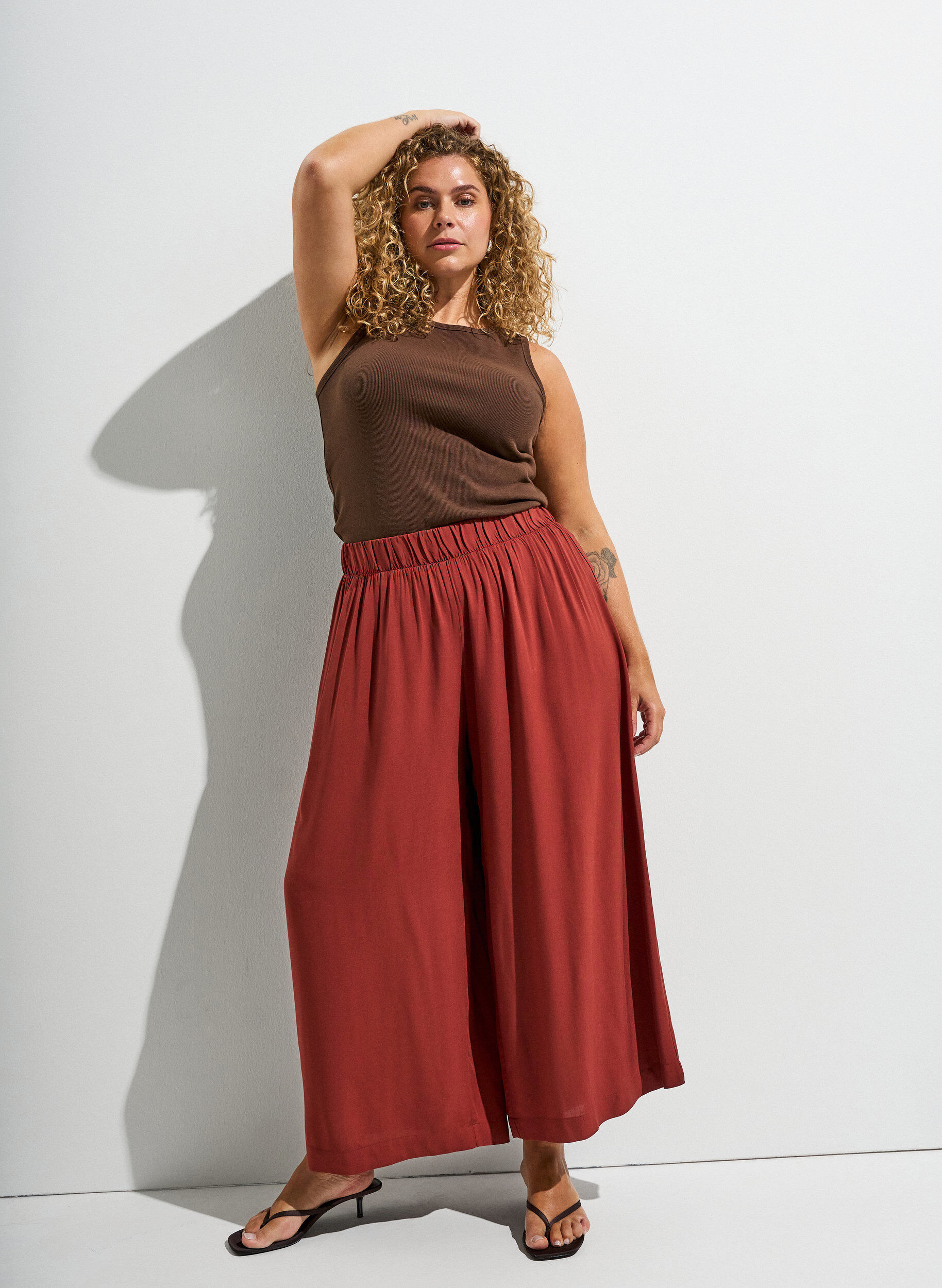 ZizziJupe-culotte en viscose avec une taille haute et une coupe ample, Bordeaux, Image image number 0