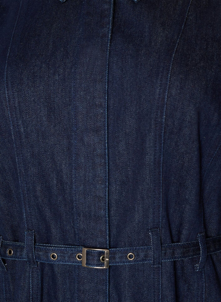 Robe en jean avec ceinture et manches 3/4, Bleu, Packshot image number 2