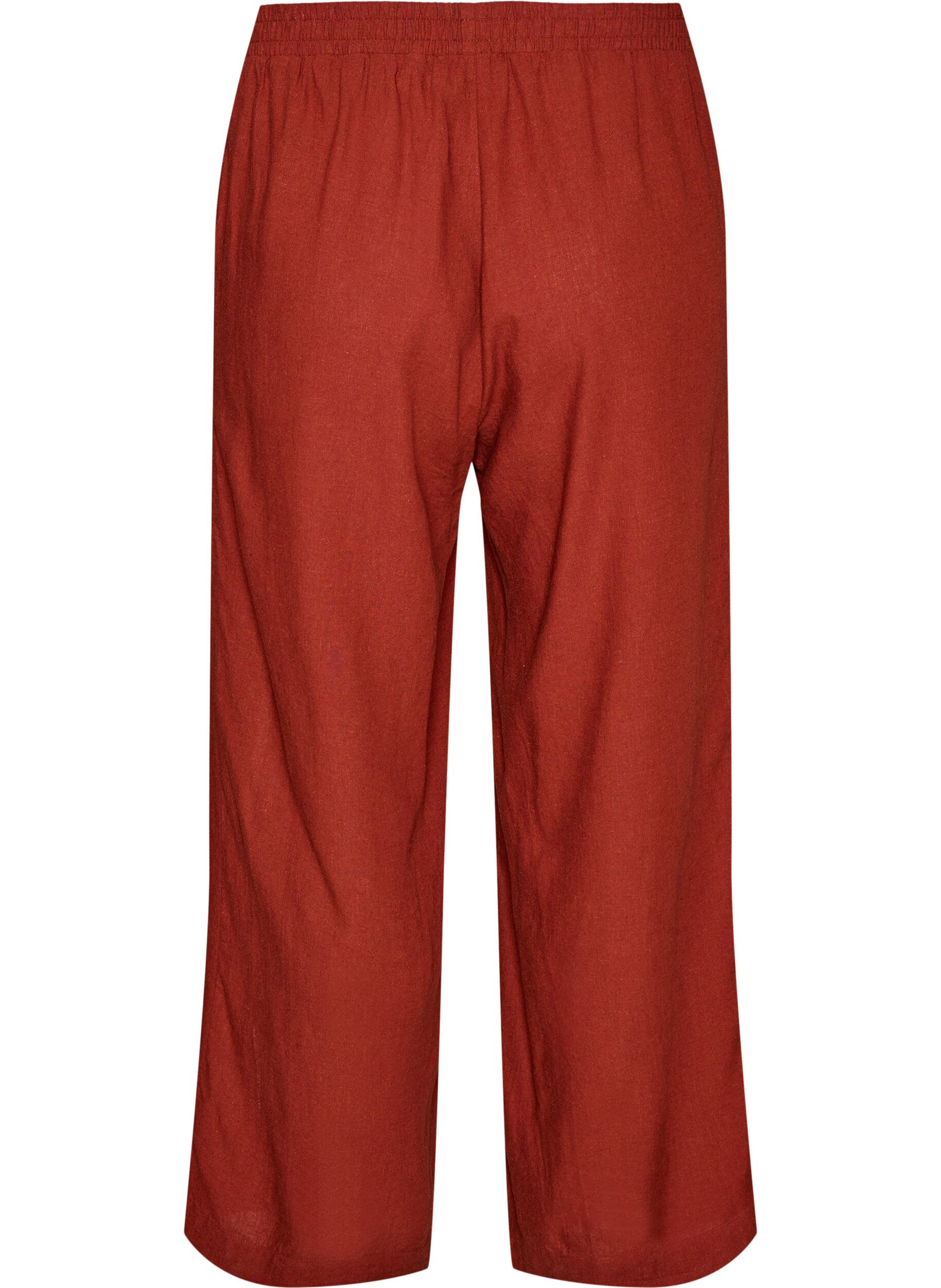 Zizzi Pantalon large en lin et viscose, Bordeaux, Packshot image number 1