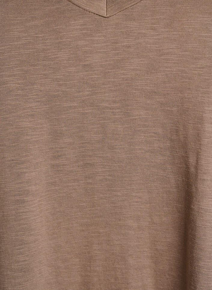 T-shirt basique &agrave; manches courtes avec col en V, Marron, Packshot image number 2