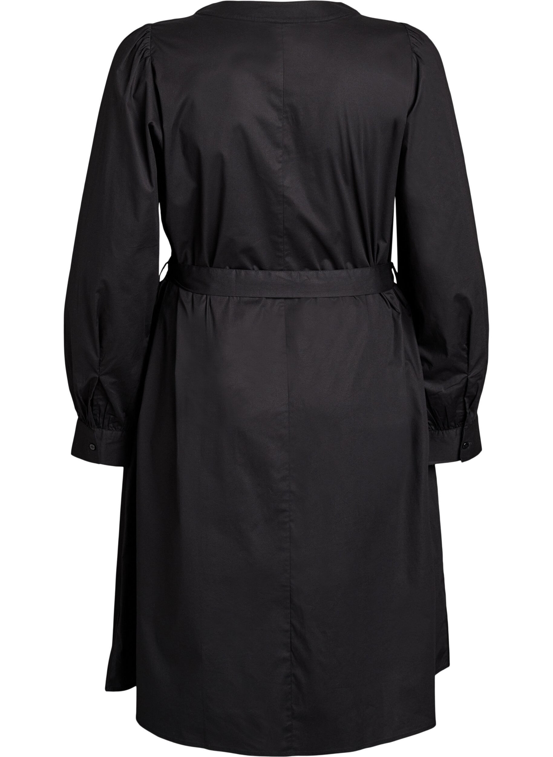 Zizzi Robe en coton bio avec ceinture &agrave; nouer, Noir, Packshot image number 1