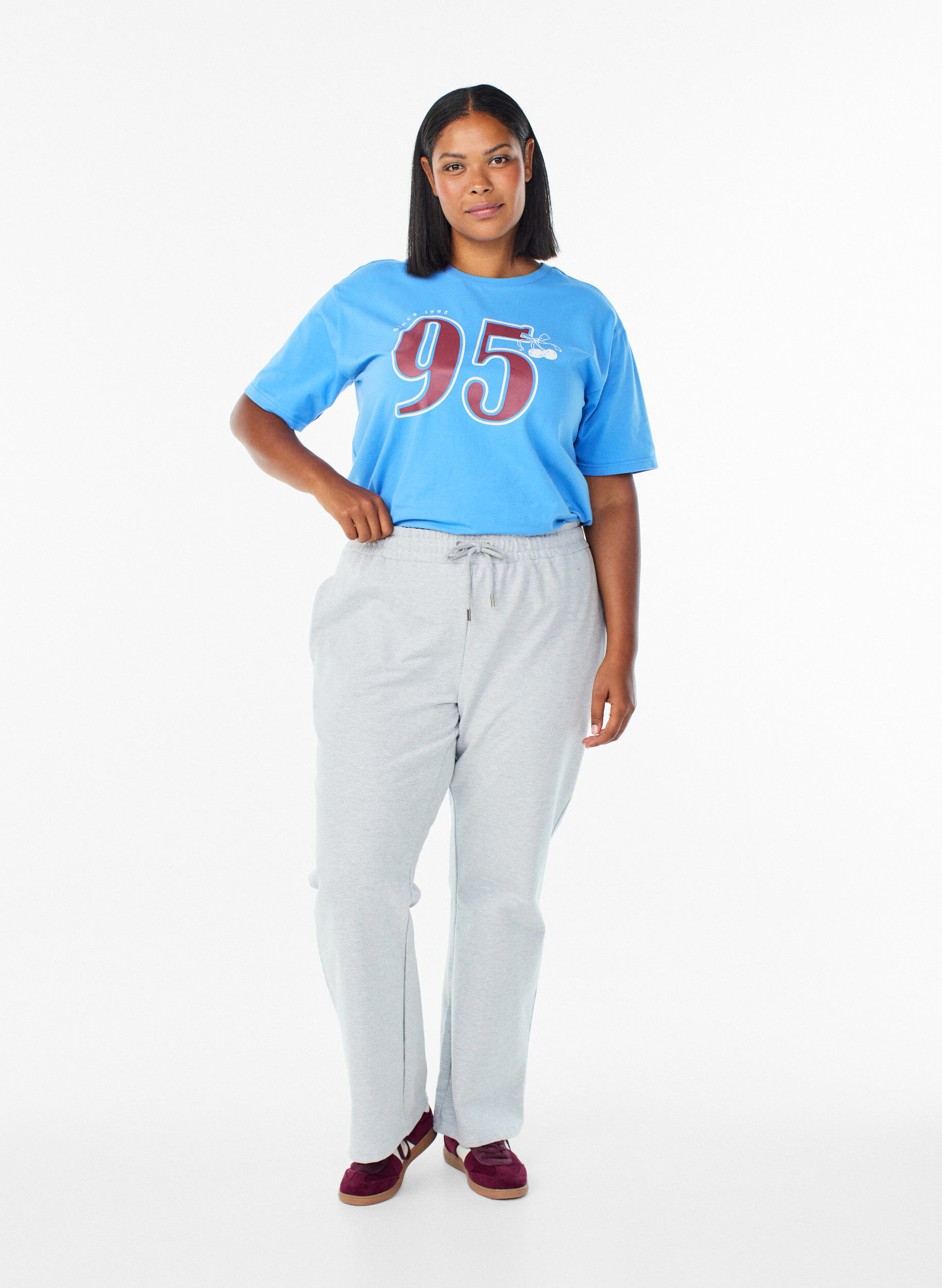 Zizzi T-shirt sportif en coton bio, Bleu, Model image number 1