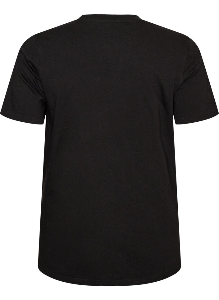 T-shirt en coton avec texte imprim&eacute;, Noir, Packshot image number 1