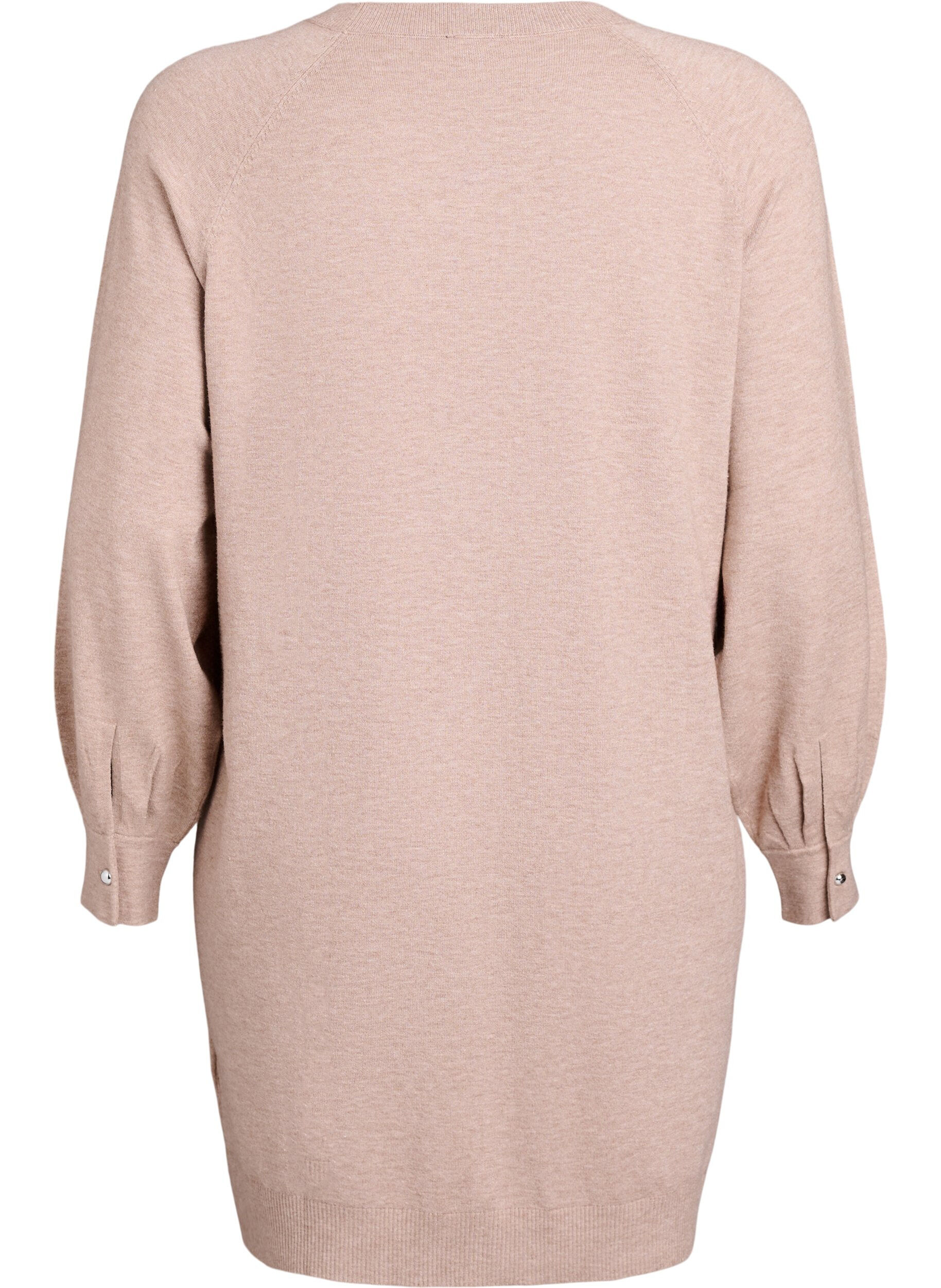 Zizzi Robe courte en maille avec manches raglan, Beige, Packshot image number 1