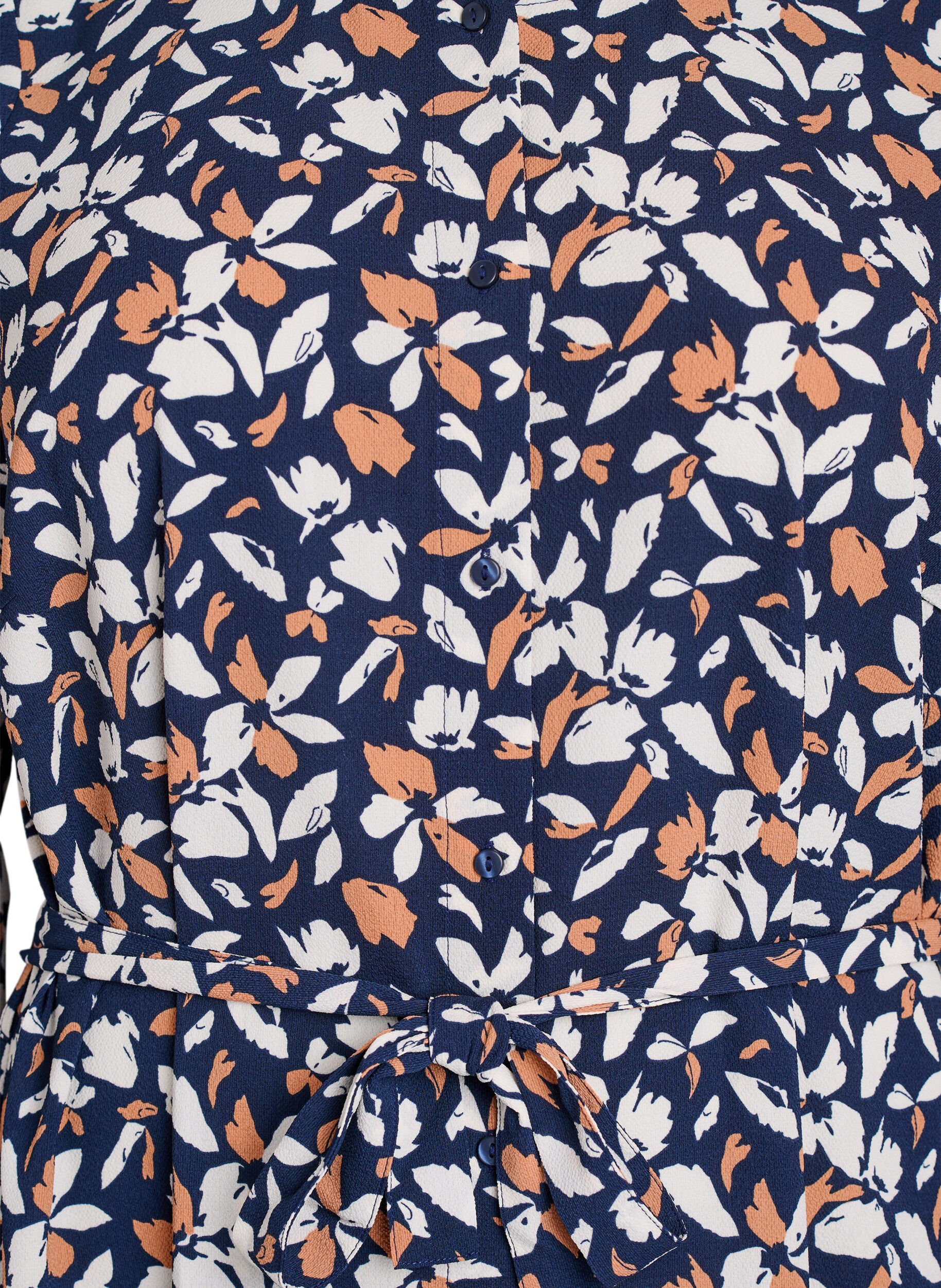 Zizzi Robe chemise &agrave; manches longues avec ceinture &agrave; nouer, Bleu, Packshot image number 2