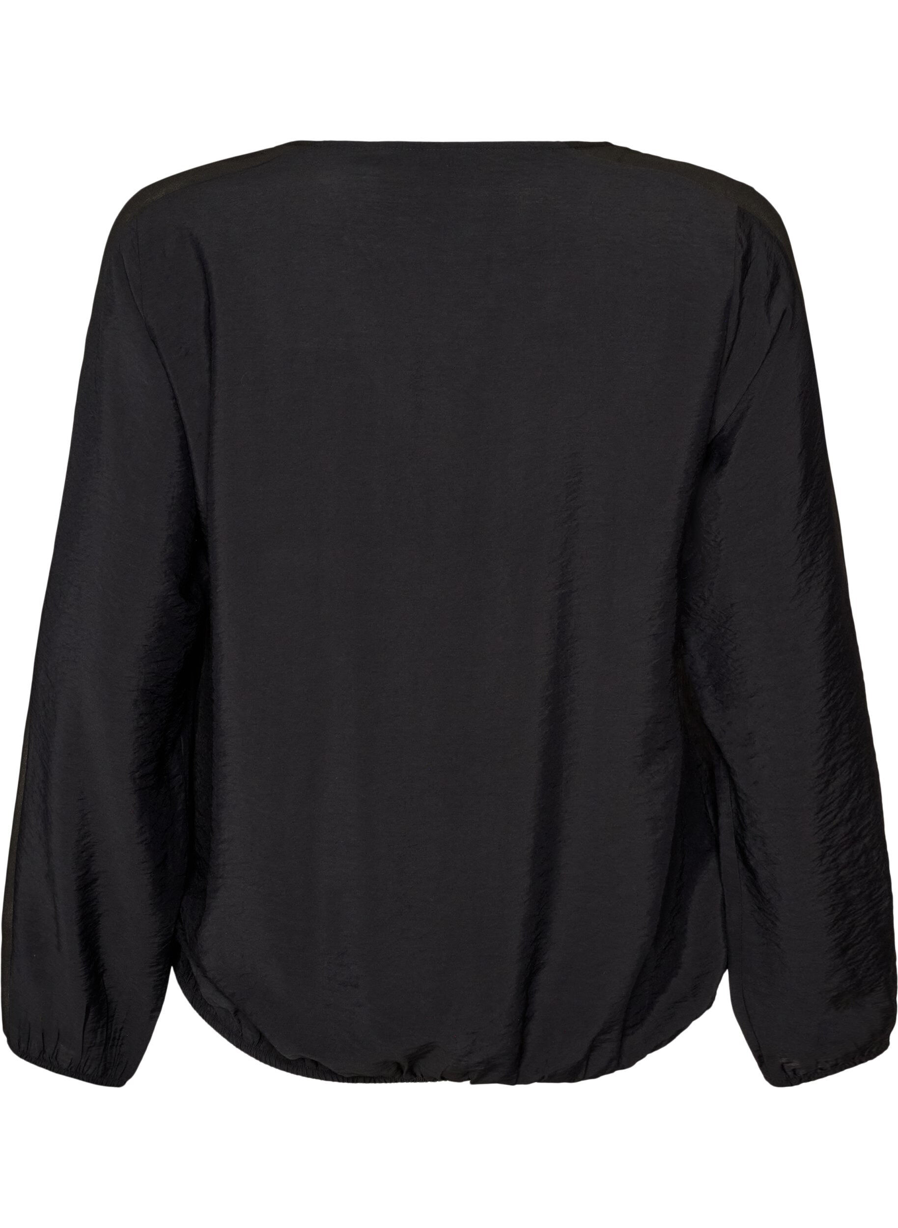 ZizziBlouse avec effet ballon et d&eacute;tails en mousseline, Noir, Packshot image number 1