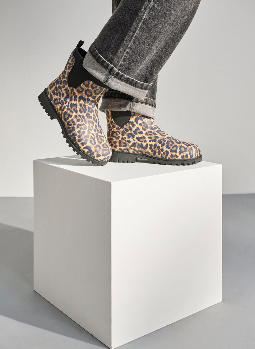 Large - Bottines avec tige en néoprène élastique, Leopard AOP, Image image number 0