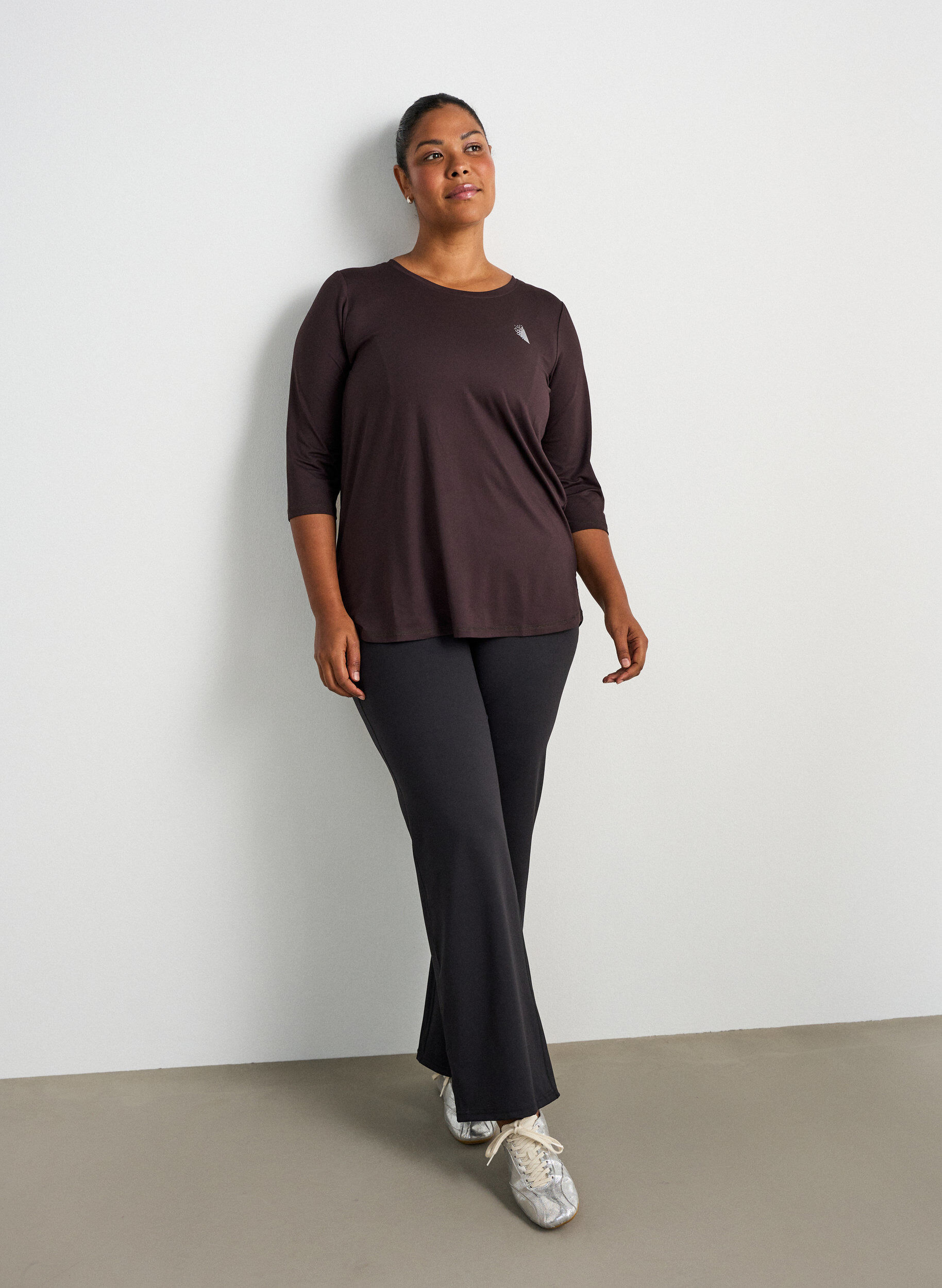 ZizziHaut de sport avec manches 3/4, Marron, Model image number 1