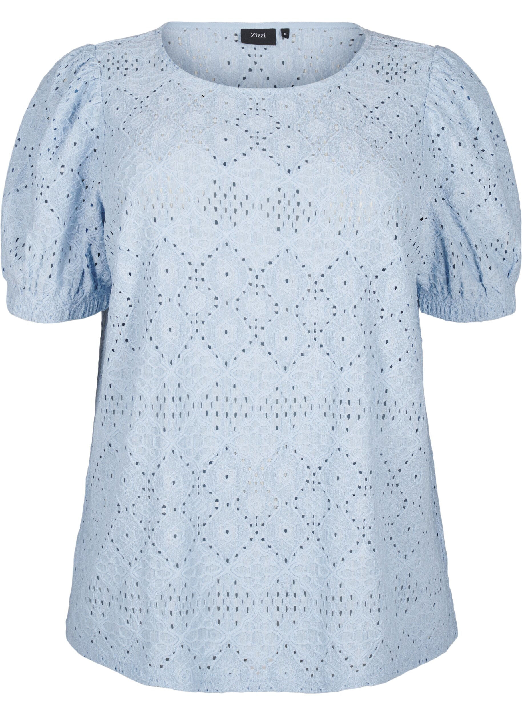 Zizzi Chemisier &agrave; manches courtes avec motif de dentelle, Cashmere Blue, Packshot image number 0