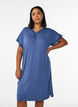 Chemise de nuit en viscose manches courtes dentelle, Bleu, Model image number 0