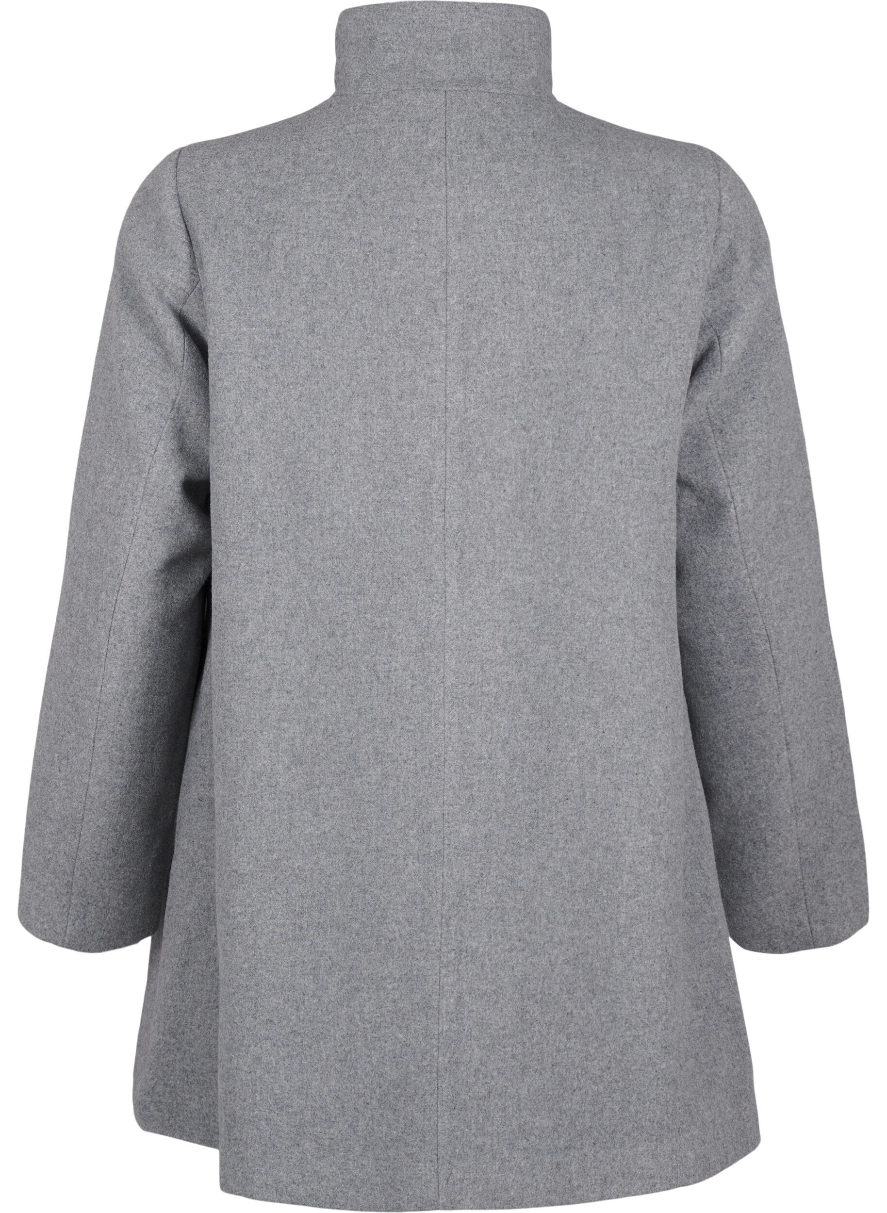 Zizzi Manteau court &agrave; coupe trap&egrave;ze, Light Grey Melange, Packshot image number 1
