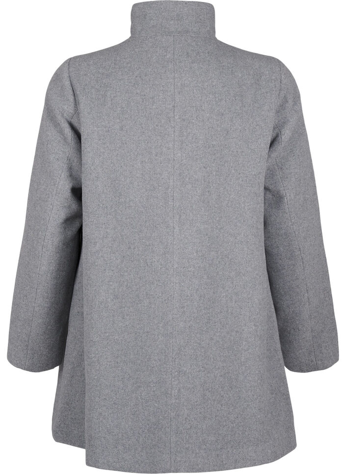 Manteau court à coupe trapèze, Light Grey Melange, Packshot image number 1