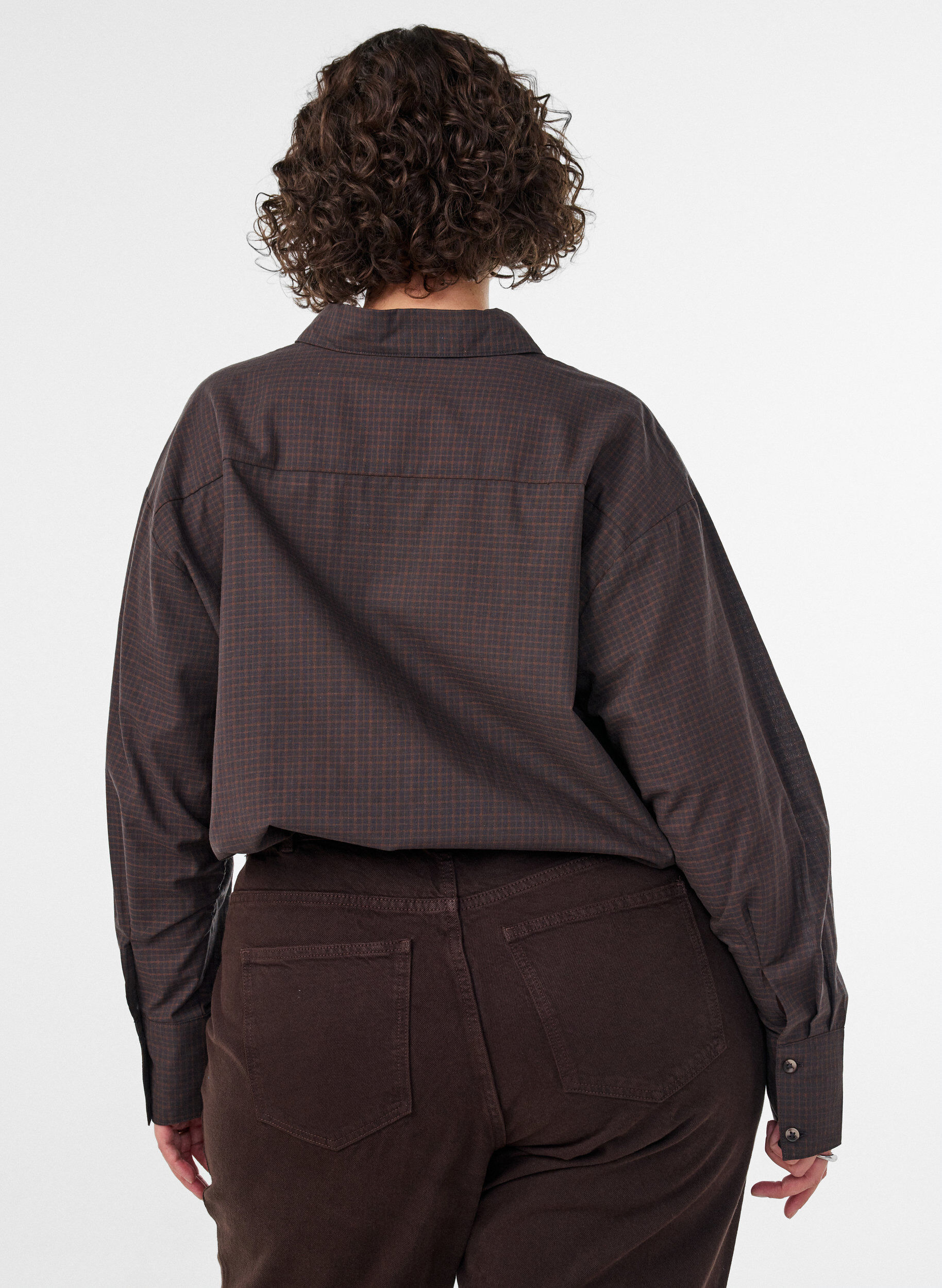 ZizziChemise en coton &agrave; carreaux, Marron, Model image number 2