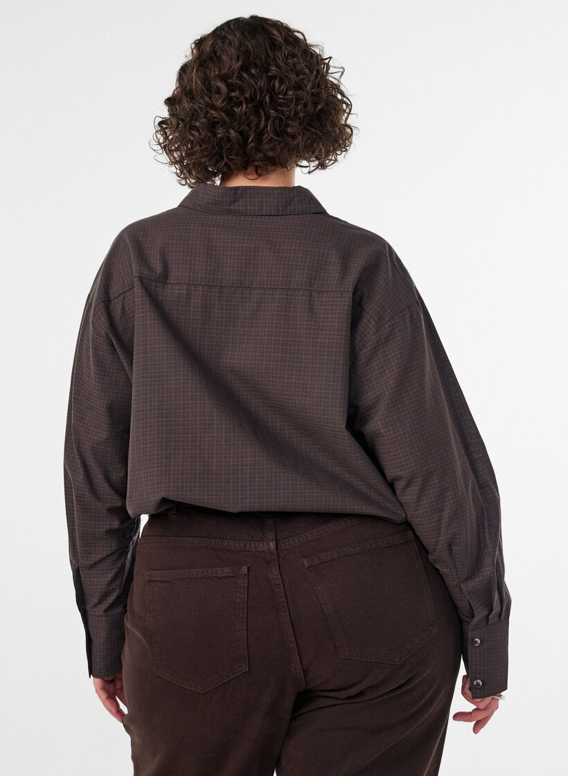 Chemise en coton &agrave; carreaux, Marron, Model image number 2