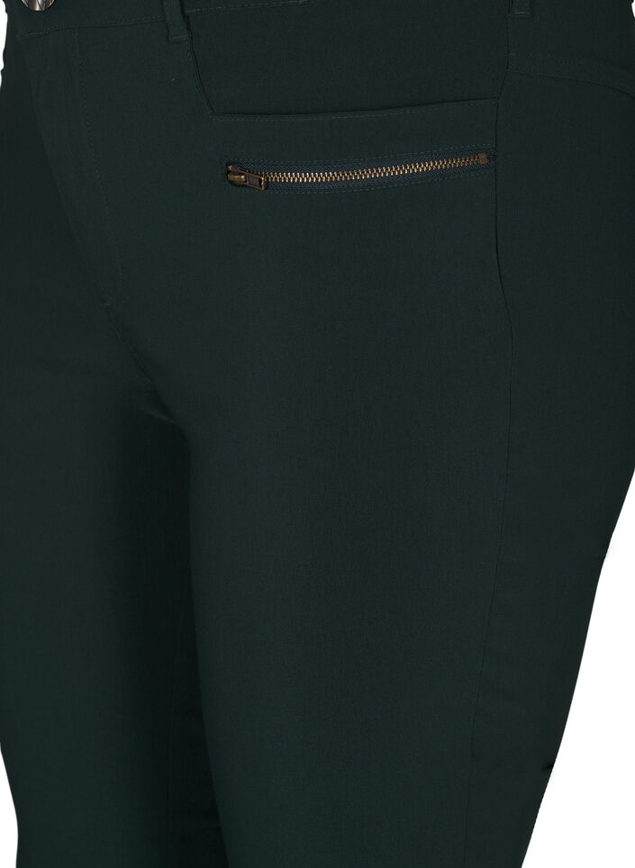 Pantalon moulant avec détails de fermetures éclairs , Vert foncé, Packshot image number 2