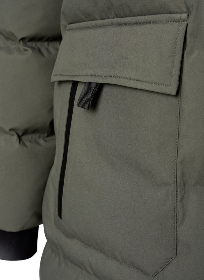 Doudoune avec capuche et poches, Vert, Packshot image number 3
