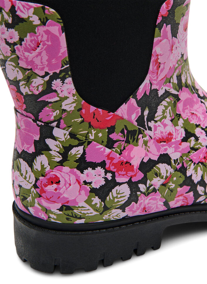 Large - Bottines avec tige en néoprène élastique, Flower AOP, Packshot image number 4