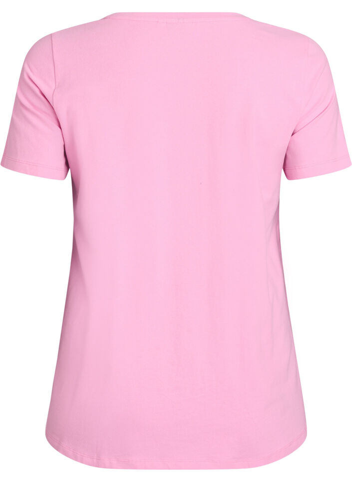T-shirt Basic en coton uni, Rose, Packshot image number 1