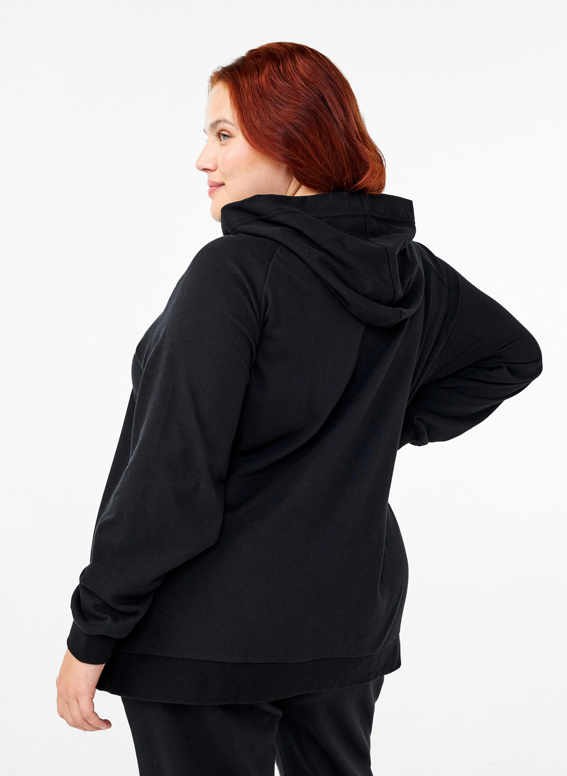 ZizziCardigan en sweat avec une capuche et des poches, Noir, Model image number 2