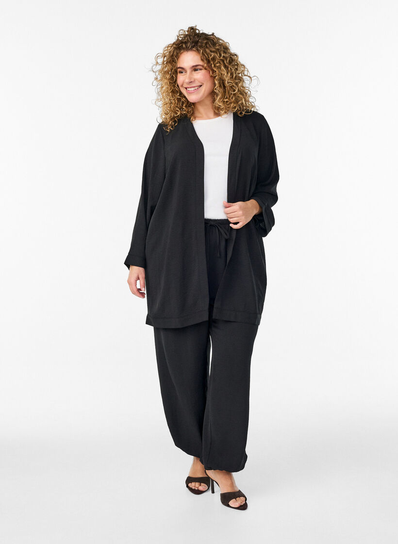Pantalon balloon taille haute, Noir, Model image number 0