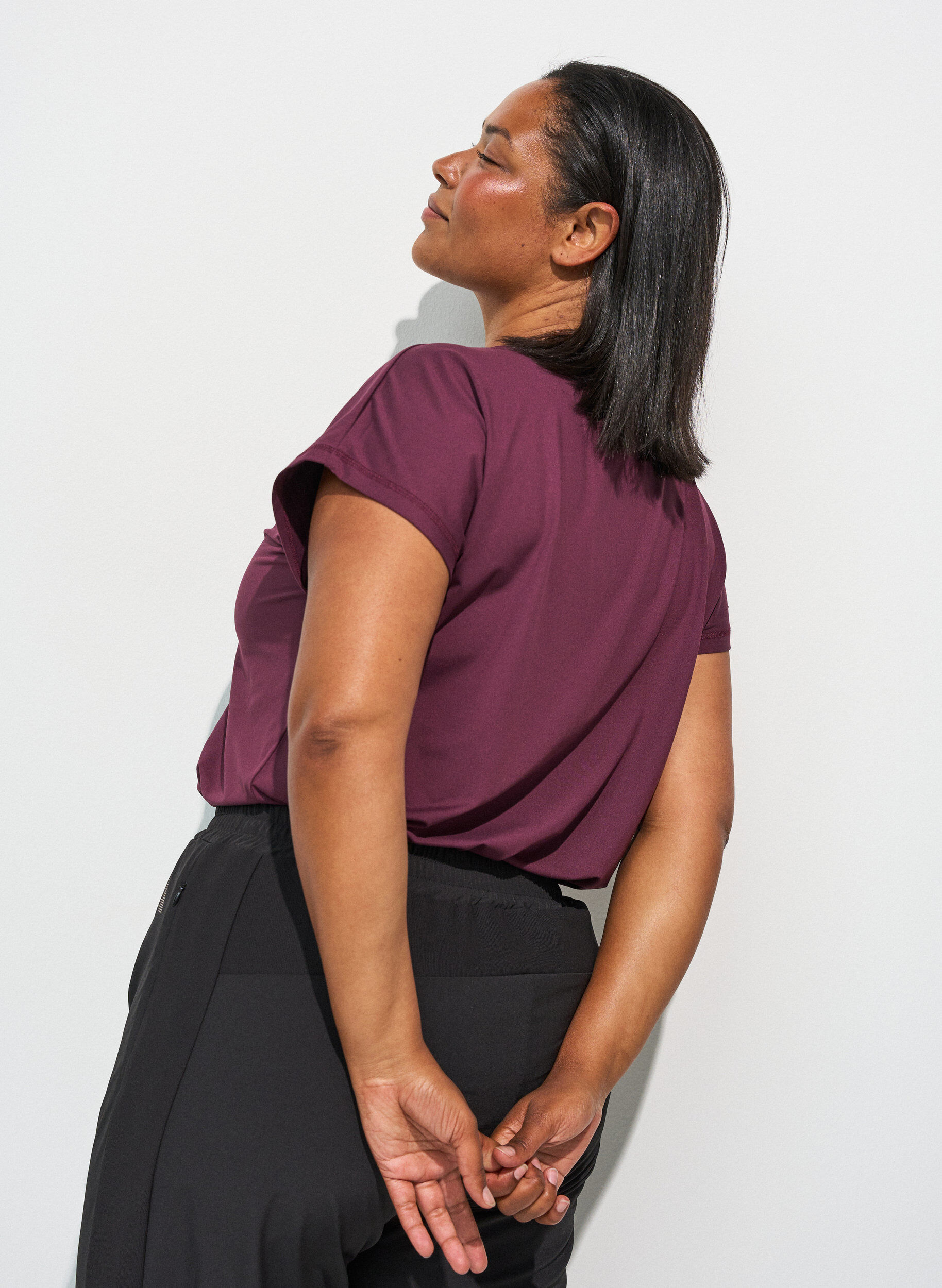 ZizziT-shirt de sport couleur unie, Bordeaux, Model image number 2