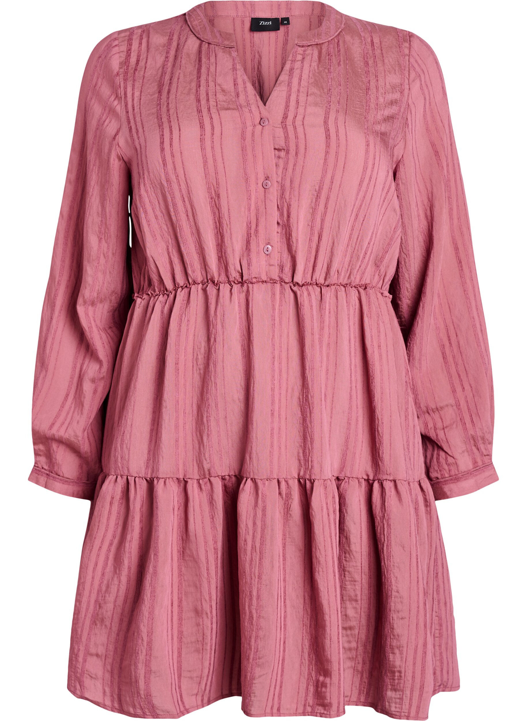 Robe courte &agrave; texture ray&eacute;e tiss&eacute;e et taille &eacute;lastique