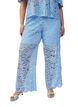 Pantalon taille haute en dentelle &agrave; coupe droite, Bleu, Model image number 2