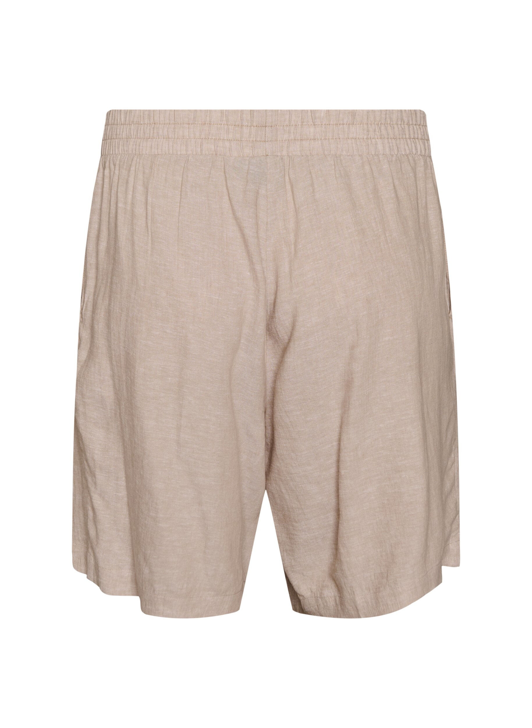 Zizzi Short taille haute en lin et viscose, Beige, Packshot image number 1