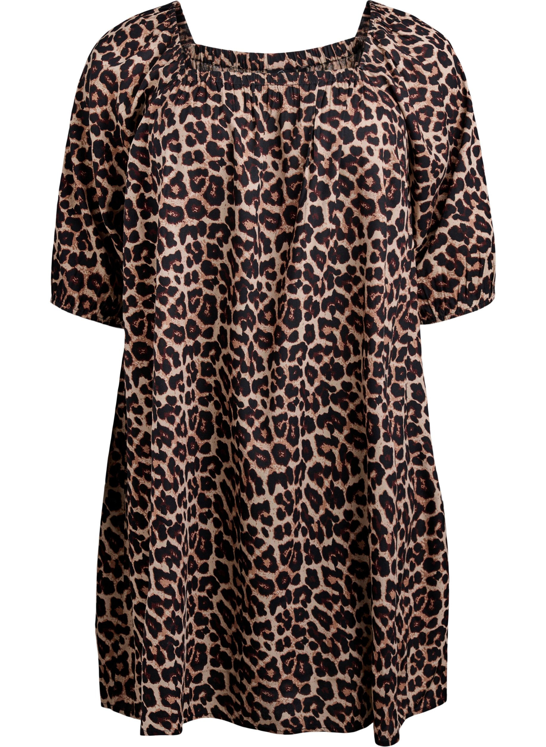 Zizzi Robe de plage en viscose avec un imprim&eacute;, Beige, Packshot image number 0