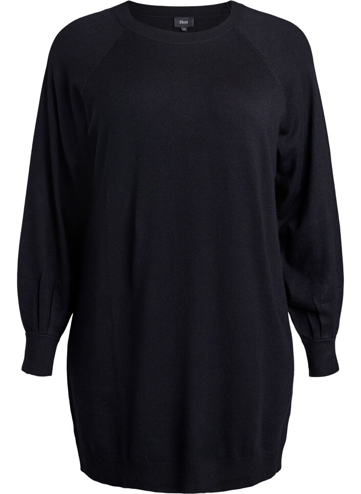 Robe courte en maille avec manches raglan, Noir, Packshot image number 0