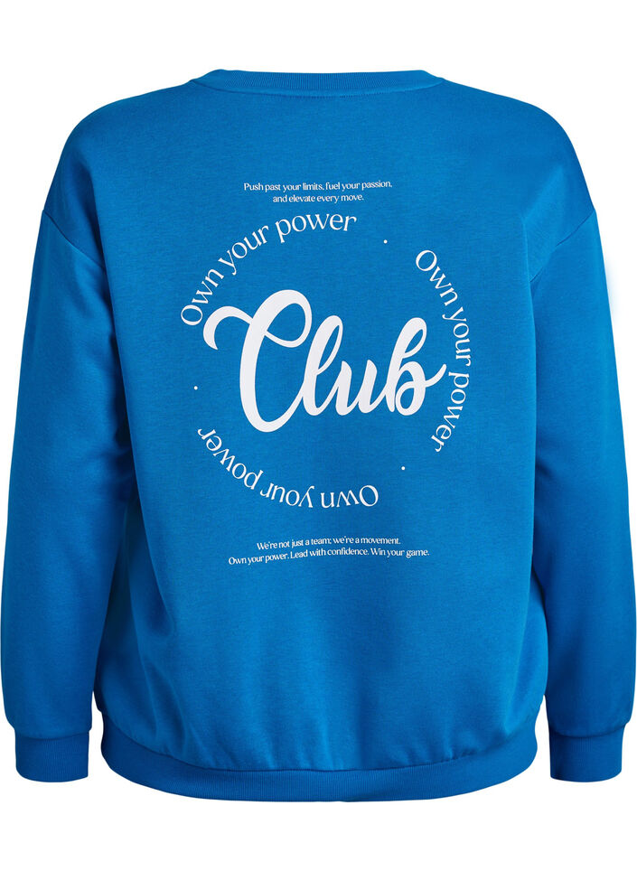 Sweatshirt avec imprim&eacute; texte, Bleu, Packshot