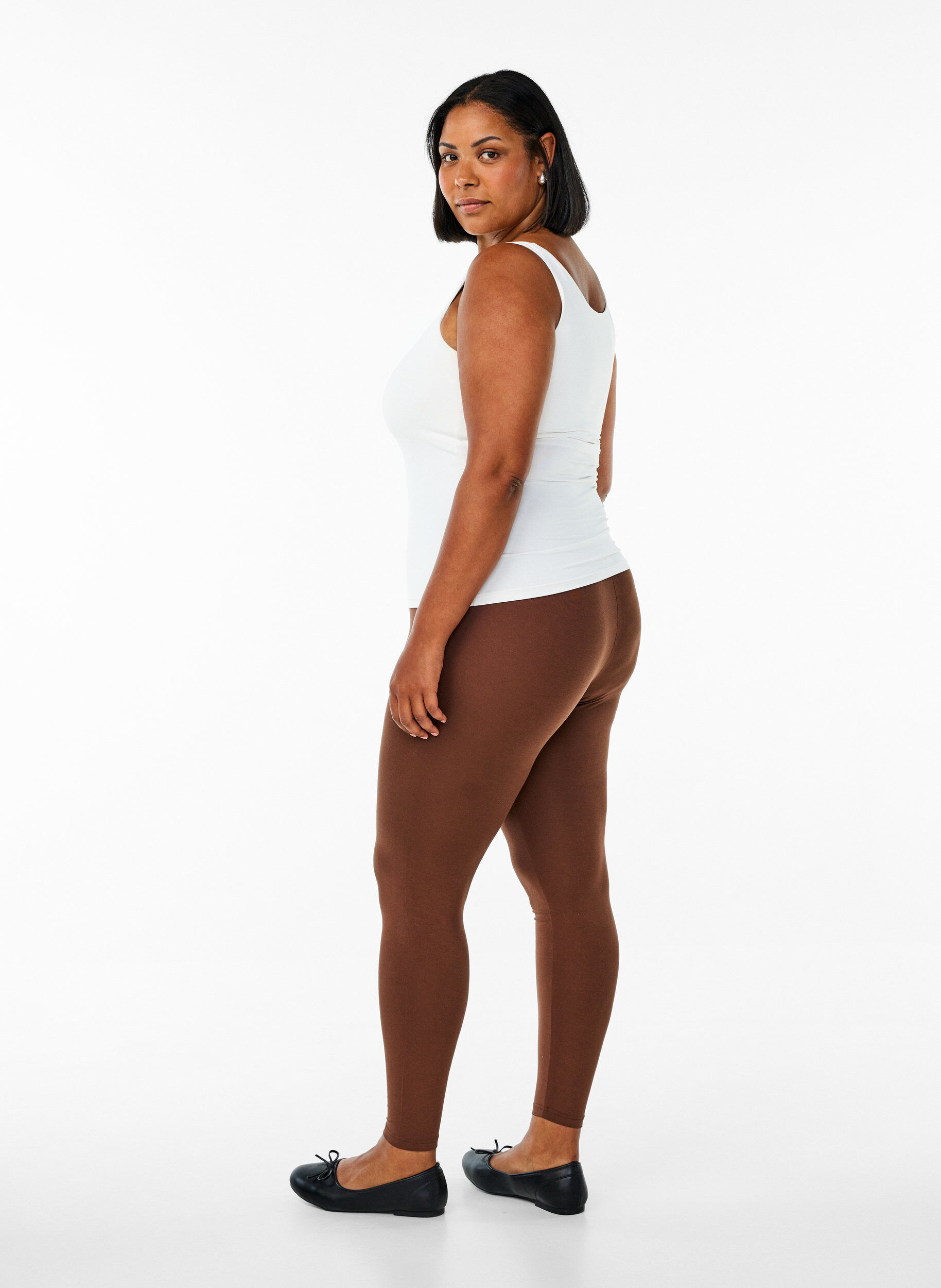 Zizzi Leggings basiques en viscose, Marron, Model image number 2
