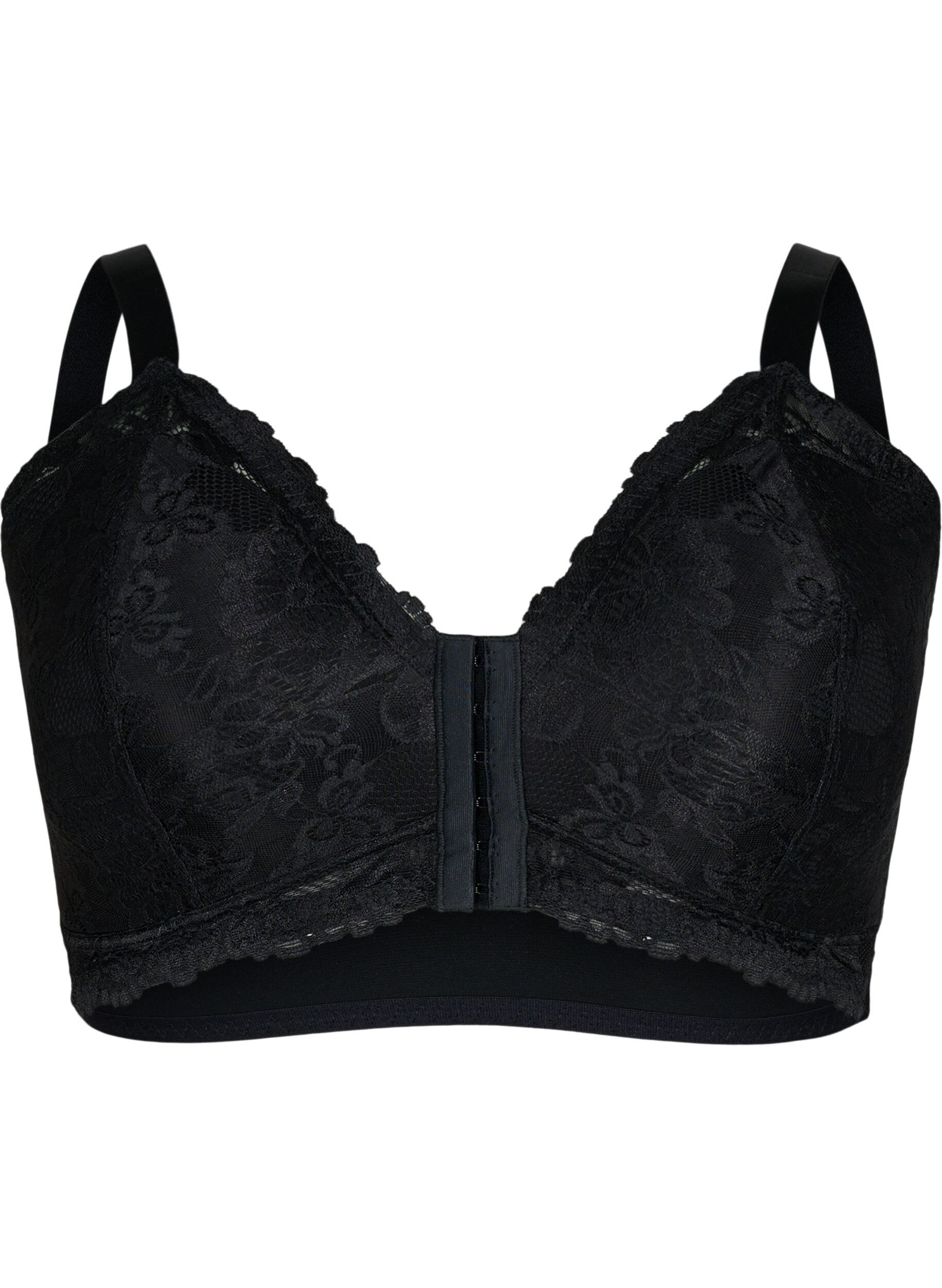 Zizzi Soutien-gorge en dentelle avec fermeture frontale, Black, Packshot image number 0
