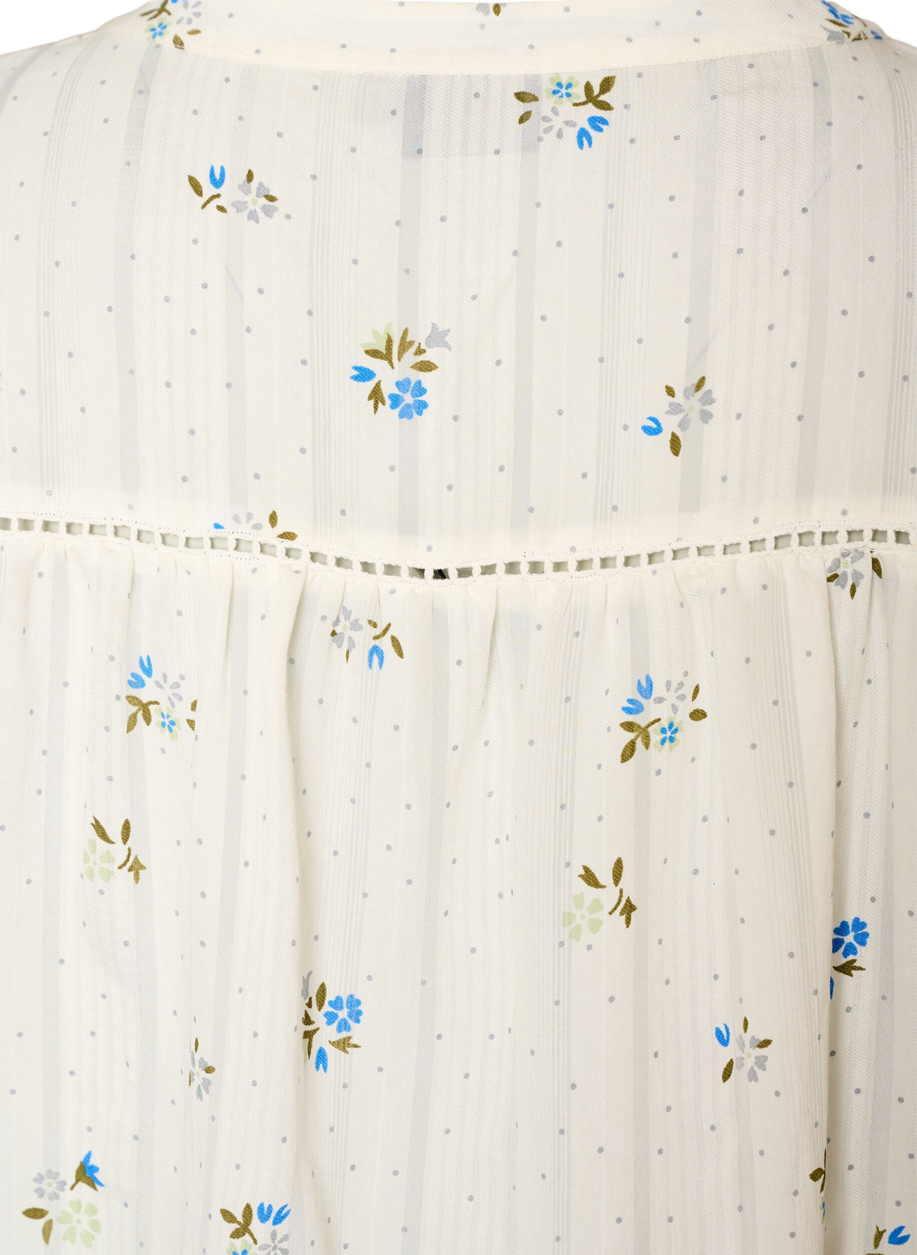 ZizziRobe courte en viscose avec bordure en dentelle et coupe trap&egrave;ze &eacute;vas&eacute;e, Vanille, Packshot image number 3