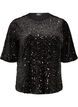 Blouse en sequins avec manches au coude, Noir, Packshot image number 0