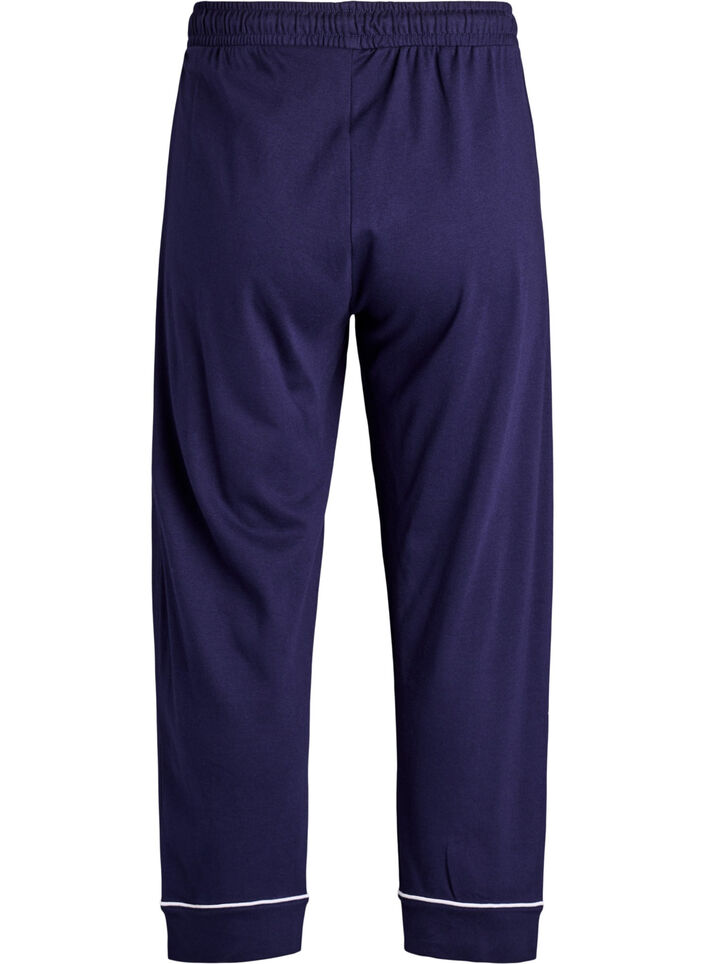 Pantalon de pyjama taille haute en coton, Bleu, Packshot image number 1